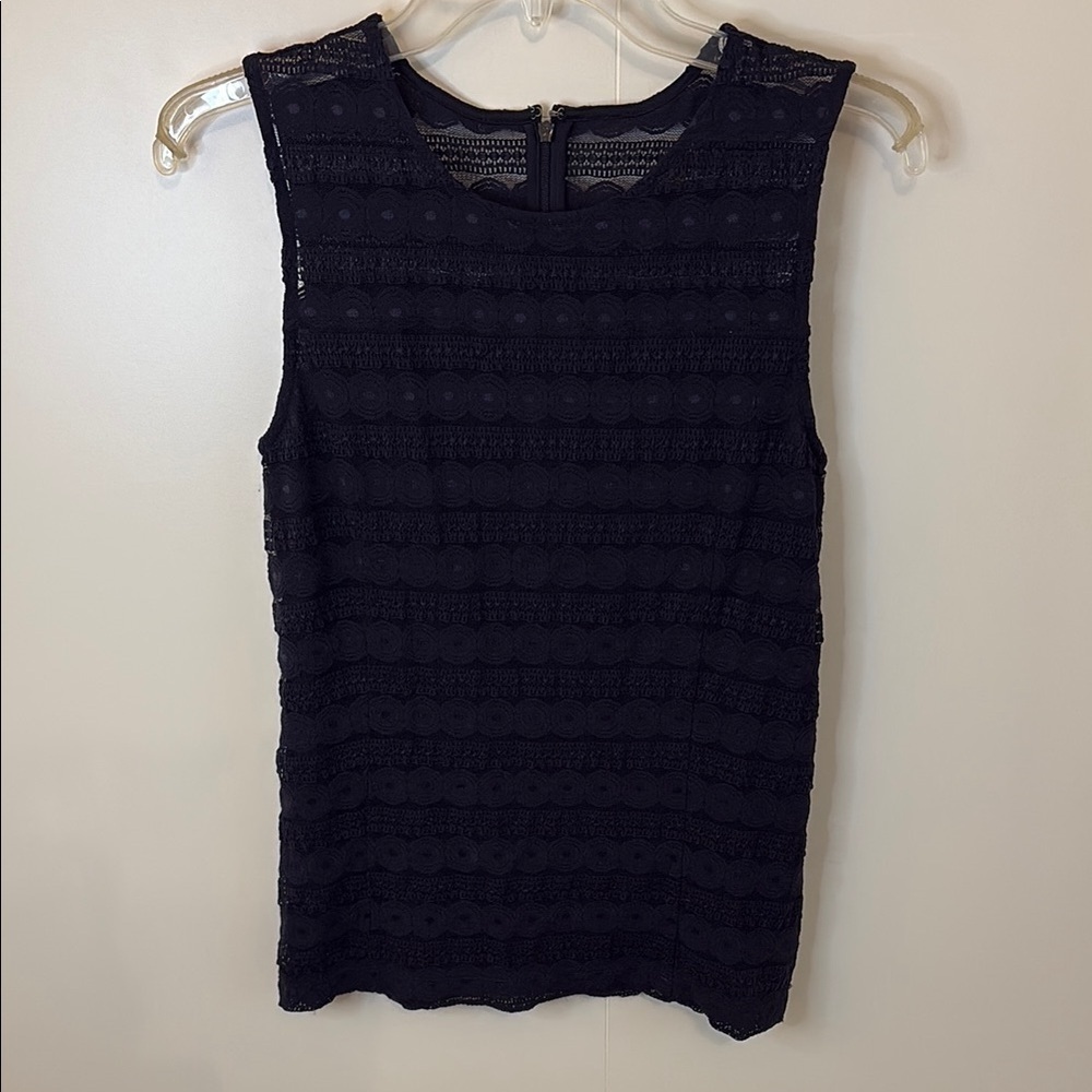 Ann Taylor Navy Blue Lace Top